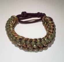 Handmade 1&quot; Wide Jungle Camo Tactical Paracord Adjustable Fishtail Bracelet - £11.83 GBP