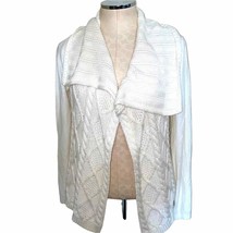 Cabi chunky cable knit open front shawl cardigan cream beige size small - $27.70