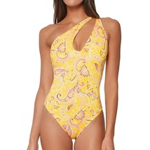 Sanctuary Women&#39;s Yellow Paisley Asymmetrical Shoulder One-Piece Swim Size L New - £57.30 GBP