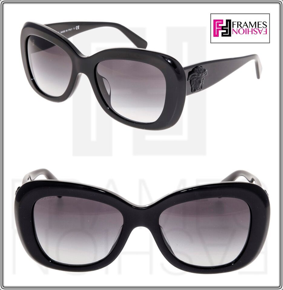 VERSACE 4317 Oval Sunglasses VE4317A Shiny Black Glitter Medusa Gradient... - $151.47