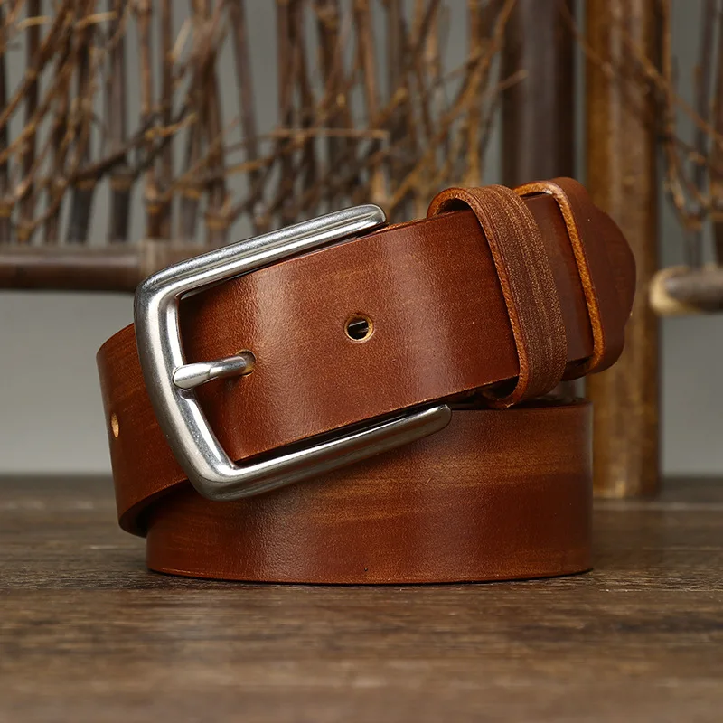 3.8CM Male Retro Horse Bridle Oil Wax Belt Cowboy Jeans Genuine Leather -100CM - £54.35 GBP