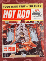 RARE HOT ROD Magazine January 1958 Big Engine Thunderbird 58 Plymouth Fury - £17.24 GBP