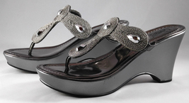 Carlos Santana Kona Women’s Silver Jeweled Rope Thong Sandals Shoes Size 7 - $32.99