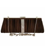 Brown Satin Pleated Crystal Evening Bag - $24.25