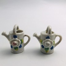 Two (2) Vintage Occupied Japan Floral Ceramic Watering Cans 2.25&quot; Tall - $12.19