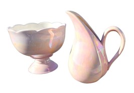 Pink Cream Pitcher and Sugar Bowl or Candy Dish. Set of 2. Victorian Eng... - $23.38