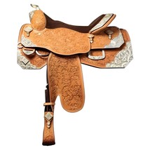 Premium Leather Western Barrel Racing Horse Saddle, Size 11 &quot; to 18&quot; Inch - £454.87 GBP