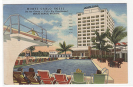 Monte Carlo Hotel Swimming Pool Diving Board Miami Beach Florida postcard - £4.74 GBP