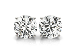 2CT Round Cut Simulated Diamond Stud Earrings in 14K White Gold with Screw Back - £354.43 GBP