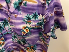 Mens Vintage Helena’s Hawaiian Shirt Purple Button Down Pocket Shirt Siz... - £53.59 GBP