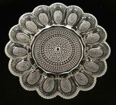 Indiana Pressed Glass Egg Plate Clear Hobnail Beads 15 Deviled Egg Secti... - $15.04