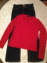 Girls-Lot of 2-Size 10/12 Faded Glory sweater-red-Size 12-Place-jean - $16.75