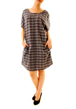 SUNDRY Womens Dress Long Sleeve Checked Elegant Stylish Blue Size S - £38.83 GBP