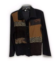 First Option Vintage Jacket Moleskin Chenille Herringbone Patchwork 90s ... - $25.74