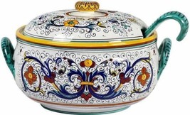 Soup Tureen With Ladle RICCO DELUXE Deruta Majolica Emerald Green Royal Blue - £513.57 GBP