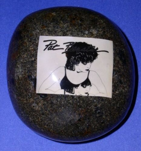 Primary image for Pat Benatar Paperweight Laminated On A Rock Vintage 1980's **