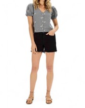 Judy Blue mid rise fray tulip hem short in BLACK - size L - £30.55 GBP