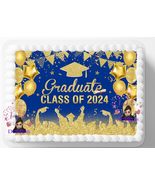1/2 Sheet Blue and Gold Class Of 2025 Graduation Grad Graduate Edible Im... - $26.47
