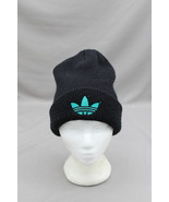 Vintage Toque / Beanie - Adidas Trifoil LogoTeal Black - Adult Stretch Fit - $39.00
