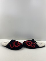 UGG Scuff Logo Black Suede Sheepskin Slip Lined Round Toe Slippers Men’s... - £43.04 GBP