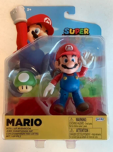 NEW Jakks Pacific 40677 World of Nintendo 4&quot; Super Mario MARIO W/MUSHROOM Figure - £16.49 GBP