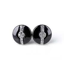 Fashion Healthy Ceramic Earrings for Lady Black White Round Ceramic Stud Earring - £16.30 GBP