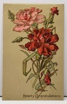 Hearty Congratulations Embossed Flowers with Gilded Trim 1909 Kansas Postcard E3 - £3.17 GBP