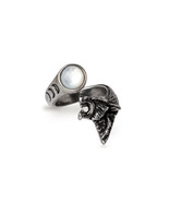 Alchemy Gothic R247 Howl At The Moon Ring Wrap Finger Wolf Pearl Moon - £23.90 GBP