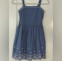 Cat &amp; Jack™ Girl&#39;s Scalloped Hemline Shirring FloralBlue A-Line Dress L(10/12) - £9.08 GBP