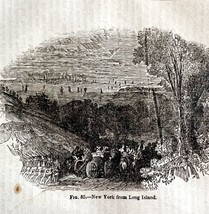 New York From Long Island 1845 Woodcut Print Victorian Revolution DWY9D - £31.31 GBP