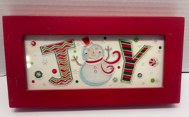 North Pole 10&quot; Wide Blinking and Light Up JOY Christmas Snowman Framed P... - $276.80 MXN