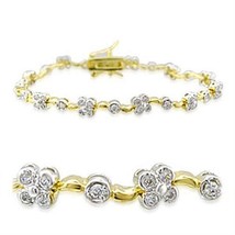 32003 - Gold+Rhodium Brass Bracelet with AAA Grade CZ  in Clear - $748.32 MXN