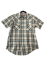 Vintage LEVI&#39;S Mens Shirt Plaid Button Down Short Sleeve Brown/Blue Size L - £11.33 GBP