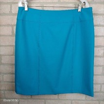 Worthington Women&#39;s Size 16 Aqua Lined Straight Skirt Kick Pleat Knee Length  - £14.24 GBP