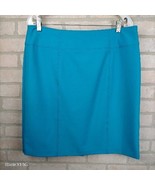 Worthington Women&#39;s Size 16 Aqua Lined Straight Skirt Kick Pleat Knee Le... - £14.08 GBP