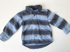 Peek Little Peanut Toddler Blue Stripe Button Down Shirt Flannel 12-18 Months - £4.28 GBP
