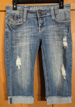 Hydraulic Jeans Women’s Blue Denim Capris Size 7/8 Cuffed Distressed Low... - £13.75 GBP