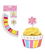 12 ct Spring flowers Decorations Party Cupcake Wrappers + picks birthday... - $5.09 CAD