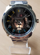 Lion In Hat Portrait Funny Unique Wrist Watch Sporty - $35.00