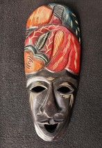 African Hand Carved Warrior Tribal Wooden Mask Wall Sculpture Wall Art D... - £31.45 GBP