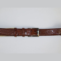 Men Genuine Leather Belt PIERO ROSSI Turkey Soft Crocodile print 1014 Cognac image 3