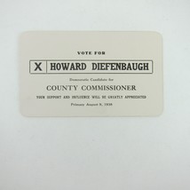 Political Campaign Election Card Darke County Ohio Howard Diefenbaugh 1938 Vintg - £23.48 GBP