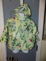 Hartstrings Green Floral Print Lined Rain Coat/Jacket Size 2T Girl&#39;s EUC - £16.92 GBP