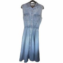 Gloria Vanderbilt Jeans Dress Womens Medium Blue Denim Jumper Button 90s... - £18.72 GBP