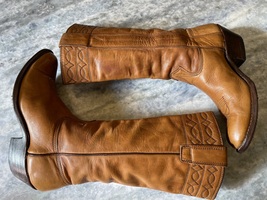 Vintage 1977 Stewart Boot Co. Fine Hand made brown tall Cowboy boots size 9 D image 3