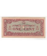 Malaya, Un Cents, 1942 The Japonais Gouvernement, Rouge Série B-Ah WWII,... - $13.03