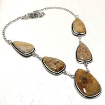 Fossil Coral Gemstone Handmade Valentine&#39;s Gift Necklace Jewelry 18&quot; SA 2309 - £6.38 GBP