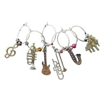 Music Wine Charm Marker Set Grand Piano, G-clef, Trombone, Sax, Trumpet, Guitar - $4.99