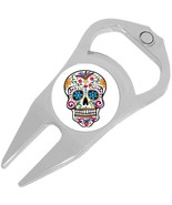 Sugar Skull Golf Ball Marker Divot Repair Tool Bottle Opener - £9.42 GBP