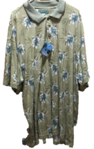 Kona Wind Green Vintage 90s Island Rayon Hibiscus Hawaiian Polo Shirt 3X... - $34.81